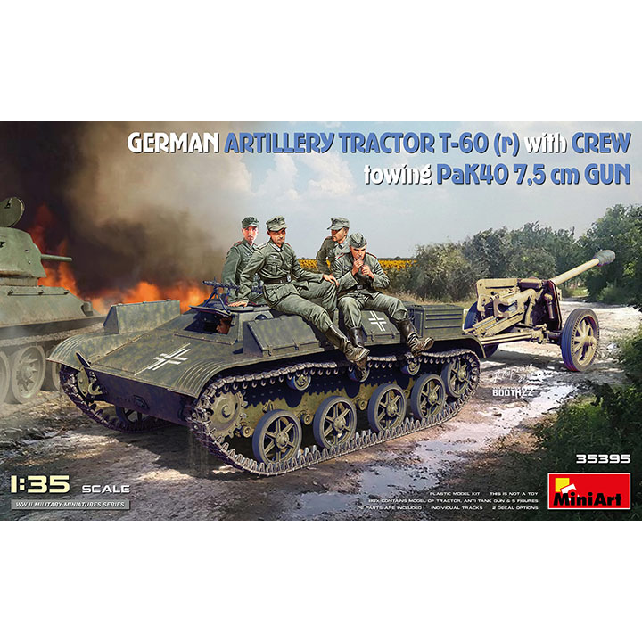 BE35395 1대35 독일군 T-60 트랙터 및 PaK40 대전차포-대전차포 승무원 포함