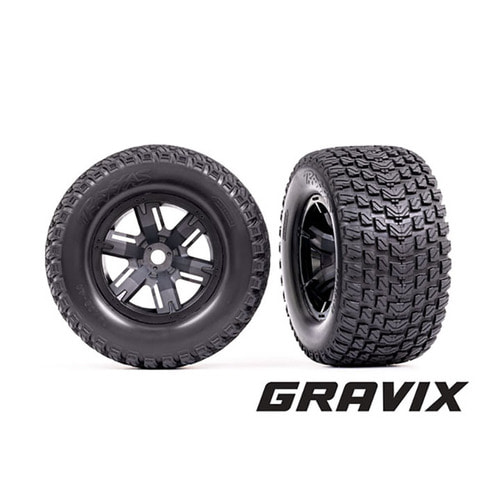AX7877 Tires,wheels,assembled,glued-X-Maxx black wheels,Gravix tires,foam inserts