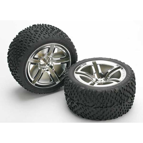 AX5573 Tires &amp; wheels assembled glued (Twin-Spoke wheels Victory tires foam inserts) (nitro rear) (2)