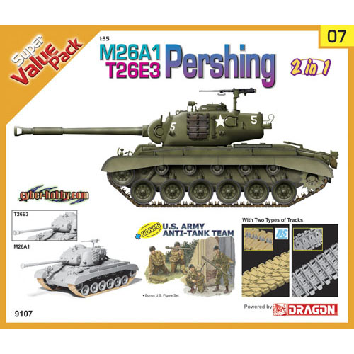 BD9107 1/35 M26A1/T26E3 Pershing (2 in 1) with bonus U.S. Army figure set and 2 types of DS Tracks - Super Value Pack 7