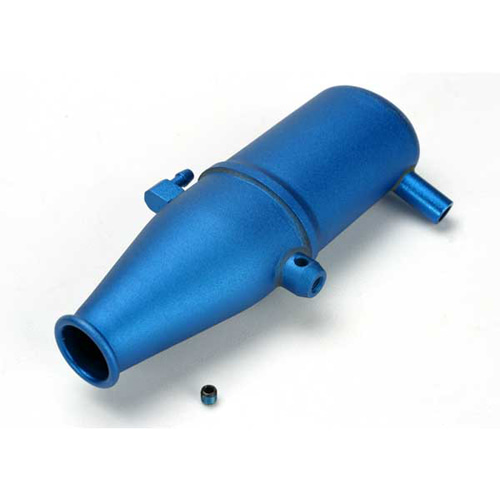 AX5342 Tuned pipe aluminum blue-anodized (dual chamber with pressure fitting)/ 4mm GS