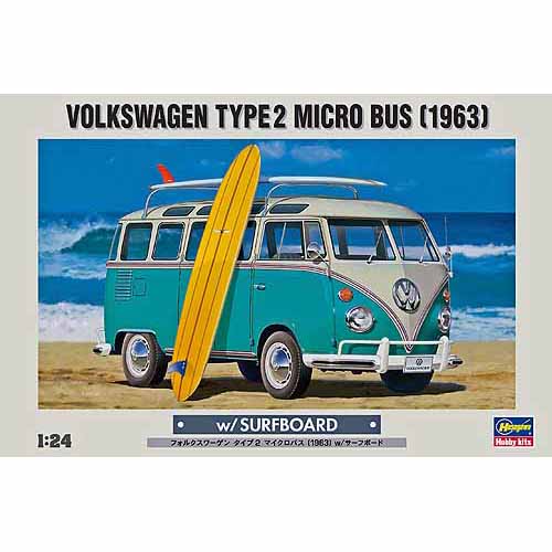 BH20247 1/24 Volkswagen Type 2 Micro Bus (1963) with Surfboard(2) and Roof top carrier