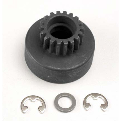AX4118 Clutch bell (18-tooth)/ 5x8x0.5mm fiber washer (2)/ 5mm E-clip