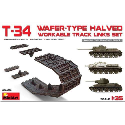 BE35216 1/35 T-34 웨이퍼-타입 연결식 궤도 세트 (T-34 Wafer-Type Halved Workable Track Links Set)