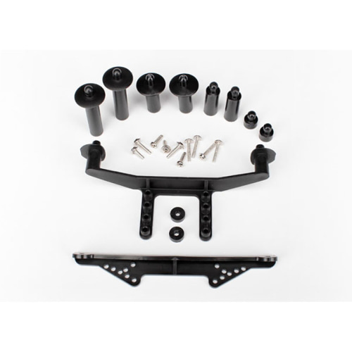 AX1914R Body mount, front &amp; rear (black)/ body posts, 52mm (2), 38mm (2), 25mm (2), 6.5mm (2)/ body post extensions (4)/ hardware