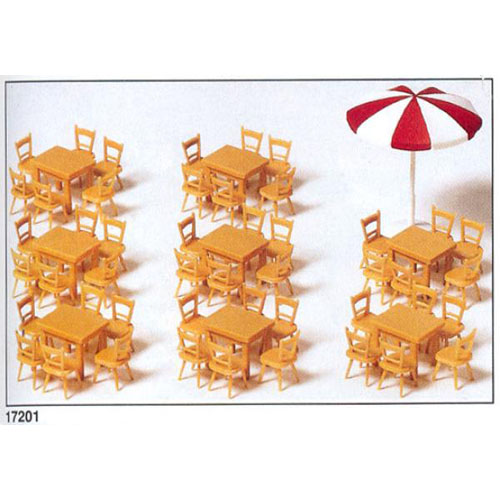FSP17201 1/87 식당 테이블과 의자 (황색:테이블 8개, 의자 48개)