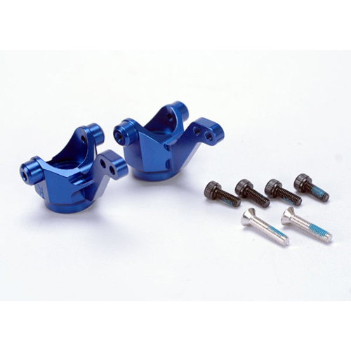 AX4336X Steering blocks/ axle housings blue-anodized 6061-T6 aluminum/ (l&amp;r) w/ metal inserts(3x4.5x5.5mm) (2)