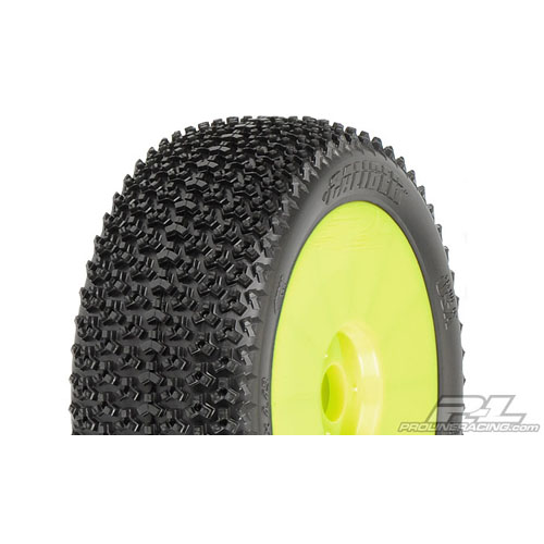 AP9030-41 Caliber M2 (Medium) Off-Road 1:8 Buggy Tires Mounted on V2 Yellow Wheels for Front or Rear