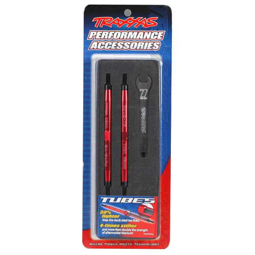 AX5141R Toe links Maxx (TUBES red-anodized 7075-T6 aluminum stronger than titanium) (112mm front) (2)/ rod ends (4)/ aluminum wrench (1)