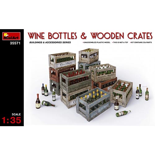 BE35571 1/35 Wine Bottles &amp; Wooden Crates