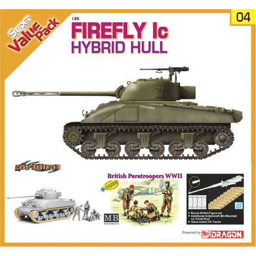 BD9104 1/35 Firefly Ic Hybrid Hull with addition Anti-aircraft MG mounted on Turret roof bonus British figure set and DS track - Super Value Pack 4