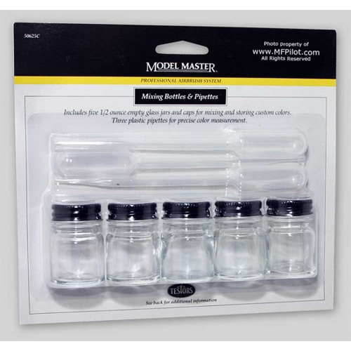 JE50625C 1/2 oz. Glass Mixing Bottles with (3) Pipettes - Testors Model Master