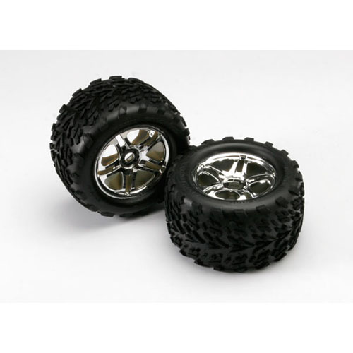 AX5174R Tires &amp; wheels assembled glued (SS (Split Spoke) chrome wheels Talon tires foam inserts) (2) (use w/17mm splined wheel hubs &amp; nuts part #5353X)
