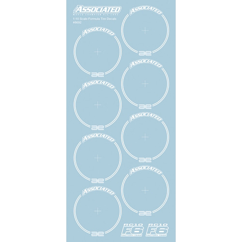 AA8692 RC10F6 Tire Decals, whit