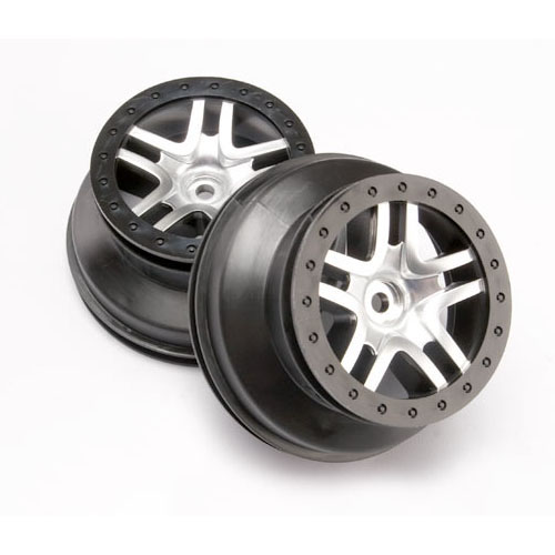 AX6872 Wheels SCT Split-Spoke satin chrome black beadlock style dual profile (2.2&#039;&#039; outer 3.0&#039;&#039; inner) (4WD front/rear 2WD rear only) (2)