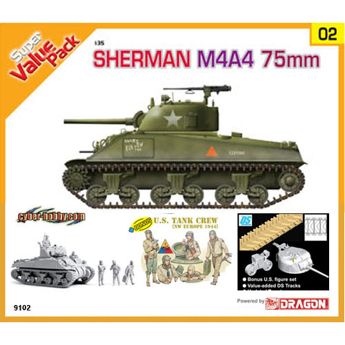 BD9102 1/35 Sherman M4A4 75mm with DS Track and US Tank Crew NW Europe Figures Set - Super Value Pack 2