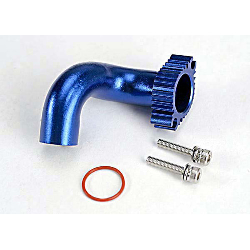 AX5287 Header blue-anodized aluminum (for rear exhaust engines only) (TRX 2.5 2.5R &amp; 3.3)