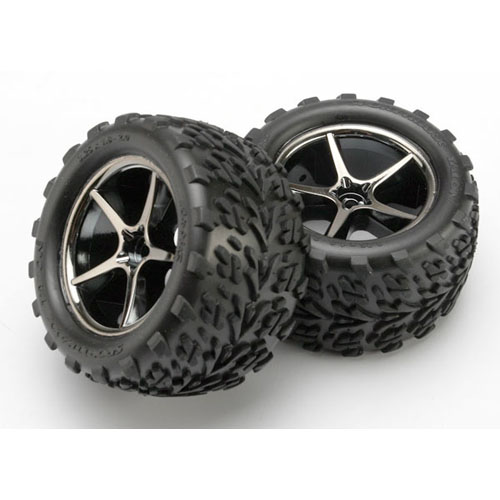 AX7174A Tires and wheels assembled glued (Gemini black chrome wheels Talon tires foam inserts)